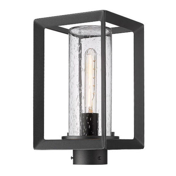 Smyth Natural Black One-Light Outdoor Post Mount with Clear Seeded Glass Shade, image 3